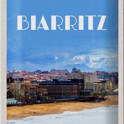 Cartel de chapa viaje 20x30cm Biaritz Francia destino de viaje vacaciones