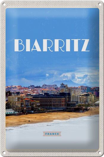 Plaque en tôle voyage 20x30cm Biaritz France destination de voyage vacances 1