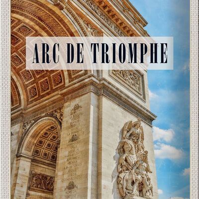 Cartel de chapa viaje 20x30cm Arco del Triunfo París decoración destino de viaje