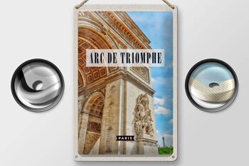 Panneau en étain voyage 20x30cm, décoration de destination de voyage Arc de Triomphe Paris 2