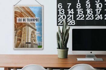 Panneau en étain voyage 20x30cm, décoration de destination de voyage Arc de Triomphe Paris 3