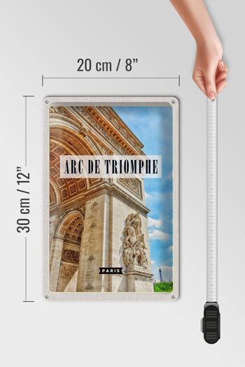 Panneau en étain voyage 20x30cm, décoration de destination de voyage Arc de Triomphe Paris 4