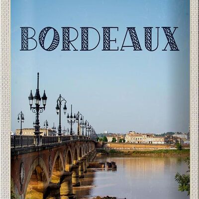 Targa in metallo da viaggio 20x30 cm Destinazione di viaggio Bordeaux Francia