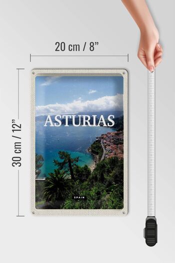 Plaque en tôle voyage 20x30cm Asturies Espagne diamant vert 4