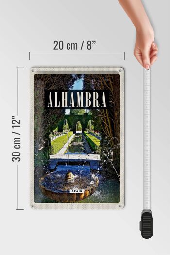 Plaque en étain voyage 20x30cm Alhambra Espagne Nature 4