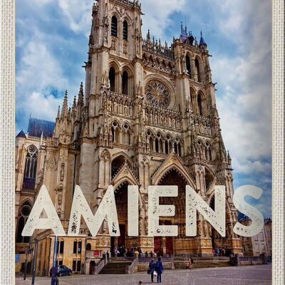 Cartel de chapa viaje 20x30cm Castillo de Amiens Francia destino de viaje