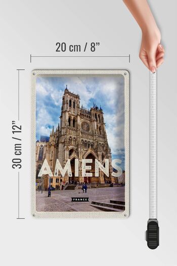 Plaque en tôle voyage 20x30cm Amiens France château destination de voyage 4