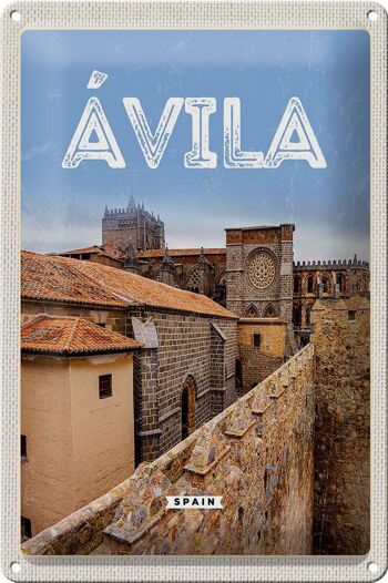 Panneau en étain voyage 20x30cm, mur de ville médiévale d'avila espagne 1