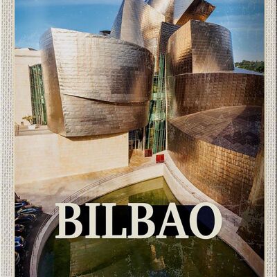 Cartel de chapa viaje 20x30cm Bilbao España ciudad portuaria lugar de vacaciones