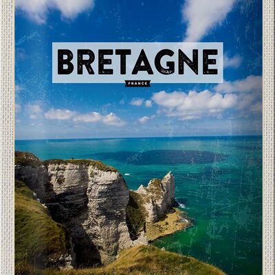 Blechschild Reise 20x30cm Bretagne France Meer Berge Urlaub