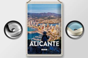 Panneau en étain voyage 20x30cm, Alicante espagne, image panoramique de vacances 2