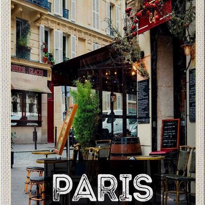 Cartel de chapa de viaje, 20x30cm, cartel de destino de viaje de café de París
