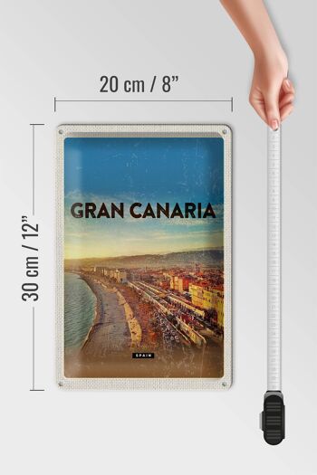 Plaque en tôle voyage 20x30cm Gran Canaria Espagne vue panoramique sur la mer 4