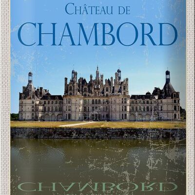 Cartel de chapa de viaje 20x30cm Castillo de Chambord Retro