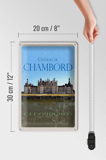 Panneau en étain de voyage, 20x30cm, château de Chambord, rétro 4