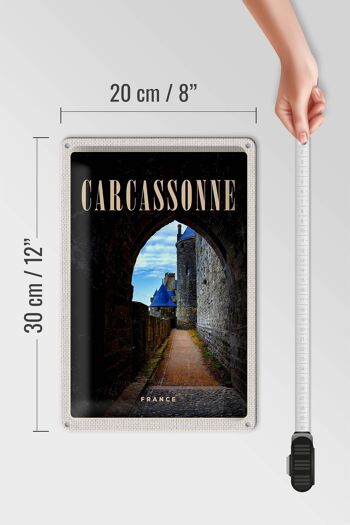 Signe en étain voyage 20x30cm Carcassonne France château vieille ville 4
