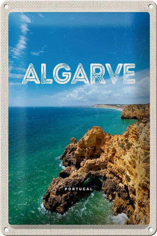Blechschild Reise 20x30cm Algarve Portugal Meer Urlaub
