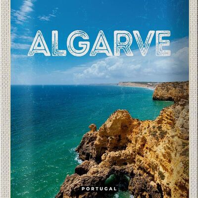 Cartel de chapa viaje 20x30cm Algarve Portugal vacaciones en el mar