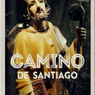 Cartel de chapa de viaje, escultura Retro del Camino de Santiago, 20x30cm