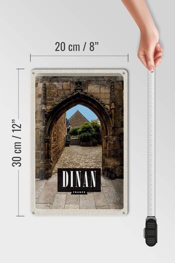 Plaque tôle voyage 20x30cm Dinan France mur de ville château 4