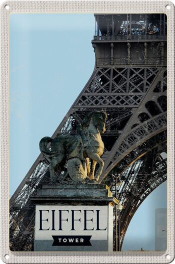 Signe en étain voyage 20x30cm, tour Eiffel, Paris, Destination de voyage, tourisme 1