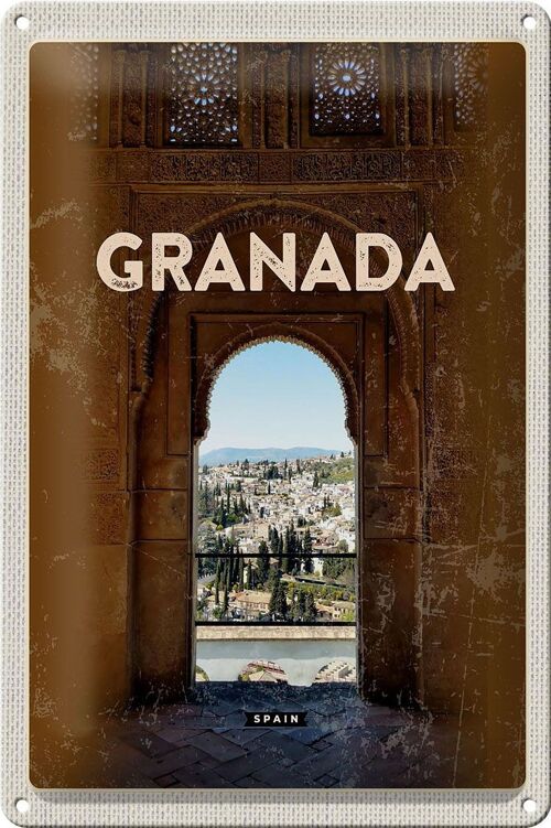 Blechschild Reise 20x30cm Retro Granada Spain Architektur