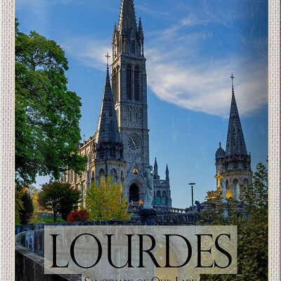 Targa in metallo da viaggio 20x30 cm Sanctuaires Notre-Dame de Lourdes