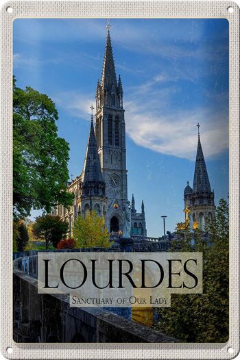 Plaque tôle voyage 20x30cm Sanctuaires Notre-Dame de Lourdes 1