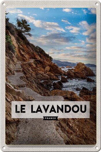 Signe en étain voyage 20x30cm Le Lavandou France montagnes vacances à la mer 1