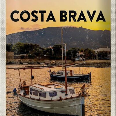 Cartel de chapa Travel 20x30cm Costa Brava España Atardecer Mar