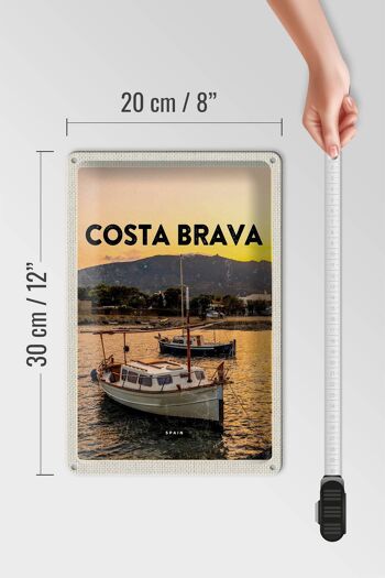 Panneau en étain voyage 20x30cm, Costa Brava, espagne, coucher de soleil sur la mer 4