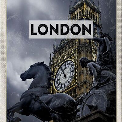 Targa in metallo da viaggio 20x30 cm Londra Big Ben Queen Elizabeth Tower