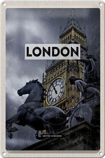 Panneau de voyage en étain, 20x30cm, tour de Londres Big Ben Queen Elizabeth 1