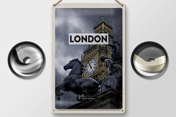 Panneau de voyage en étain, 20x30cm, tour de Londres Big Ben Queen Elizabeth 2