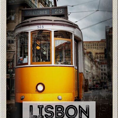 Plaque en étain voyage 20x30cm, Lisbonne Portugal Tram 28