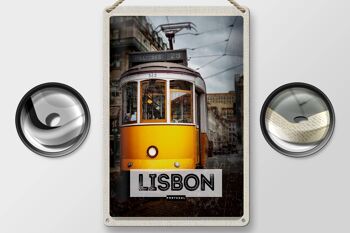 Plaque en étain voyage 20x30cm, Lisbonne Portugal Tram 28 2