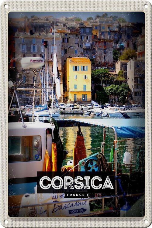 Blechschild Reise 20x30cm Corsica France Urlaubsort Meer