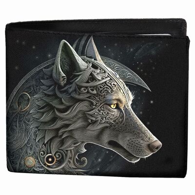 CELTIC WOLF - Portafoglio bifold con blocco RFID e confezione regalo