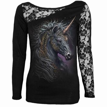 CELTIC UNICORN - Top en dentelle à une épaule noir 1