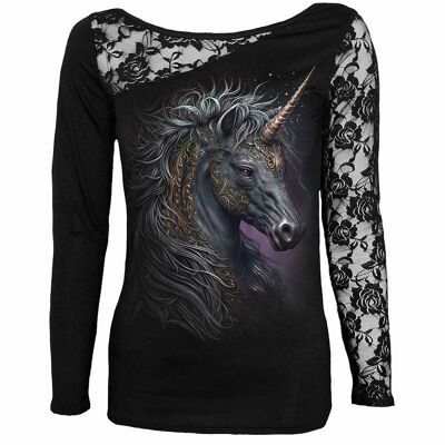 CELTIC UNICORN - One-Shoulder-Top aus Spitze in Schwarz