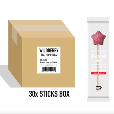WildBerry Punch Tea-Pop Stick, pour services de restauration, carton de 30 bâtonnets
