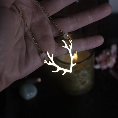brass deer horn choker necklace