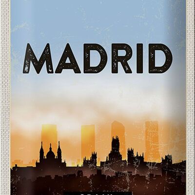 Targa in metallo da viaggio 20x30 cm Madrid Spagna Immagine pittoresca retrò