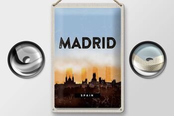 Plaque de voyage en étain, 20x30cm, Madrid, espagne, Image pittoresque rétro 2