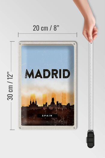 Plaque de voyage en étain, 20x30cm, Madrid, espagne, Image pittoresque rétro 4