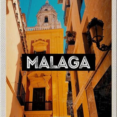 Cartel de chapa de viaje 20x30cm Málaga España casco antiguo Retro