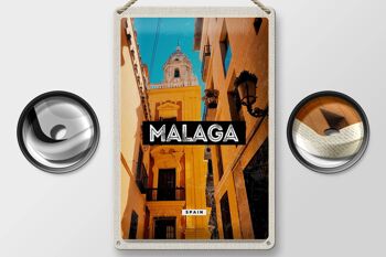 Signe en étain voyage 20x30cm, Malaga espagne, vieille ville rétro 2