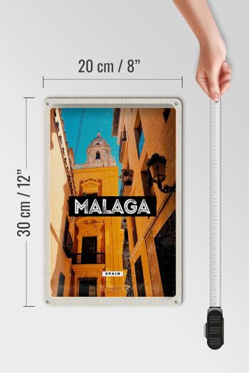 Signe en étain voyage 20x30cm, Malaga espagne, vieille ville rétro 4