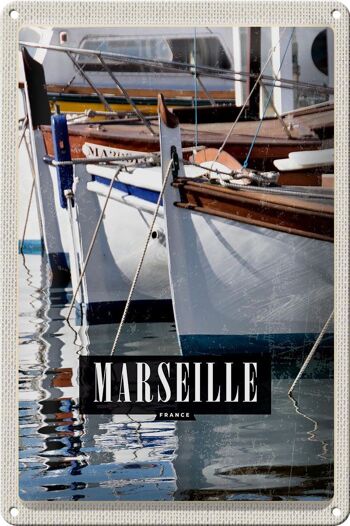 Plaque tôle voyage 20x30cm Marseille France vacances à la mer 1