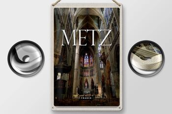 Panneau en étain voyage 20x30cm, cathédrale de Metz France, Destination de voyage 2